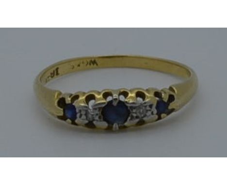 18ct Gold diamond & sapphire ring  40-60