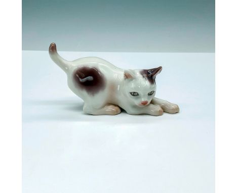 Lovely figurine of playful cat in grey and white coloration. DJ Copenhagen backstamp. Issued: 20th CenturyDimensions: 5"L x 2