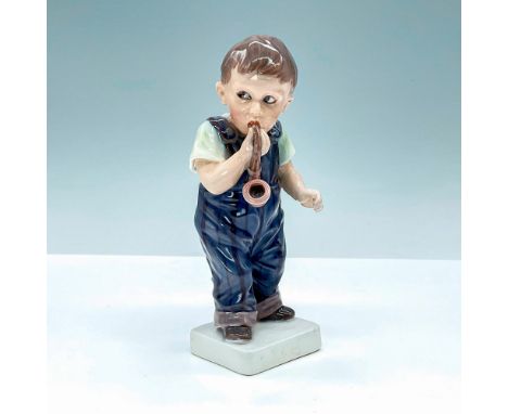 Dahl Jensen figurine of boy with pipe. DJ Copenhagen backstamp. Artist: Jens Peter Dahl JensenIssued: 20th CenturyDimensions: