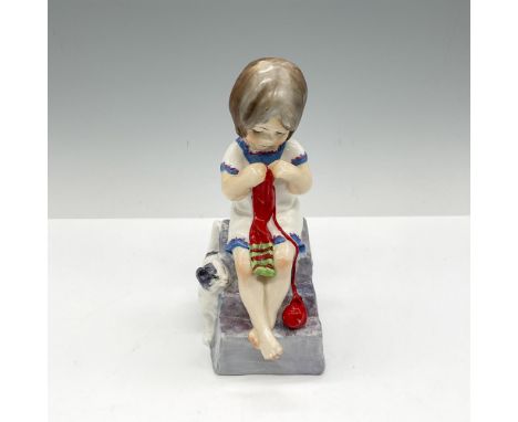 Hand painted figural with her cat in soft white, blue, red and green. Royal Worcester backstamp. Issued: 20th centuryDimensio