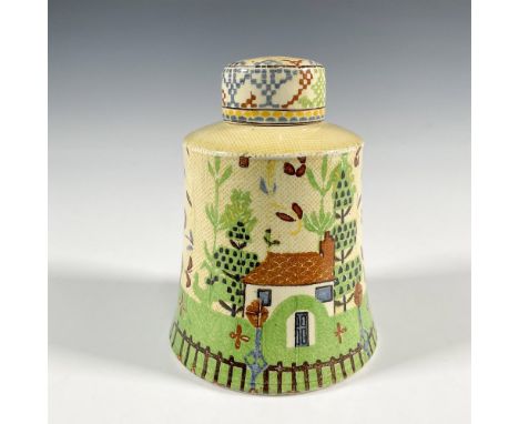 A 20th century Seriesware tea caddy decorated with rural country scenes. Royal Doulton backstamp. Issued: 1924--1936Dimension