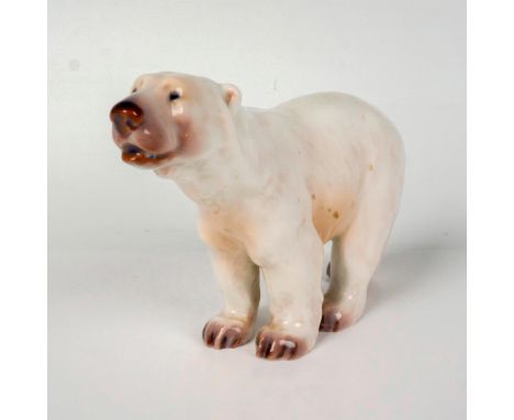 Features a hand painted polar bear standing. Model no. 1138. DJ Copenhagen Denmark backstamp. Dimensions: 1.25"L x 4.5"W x 3"