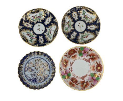 Group of 19th century English porcelain plates, including Worcester, Flight, Barr & Barr imari decorated plate, D24cm, pair o