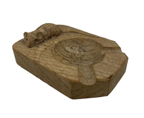 Mouseman - oak ashtray, rectangular form with canted and rounded corners, carved with mouse signature, by the workshop of Rob