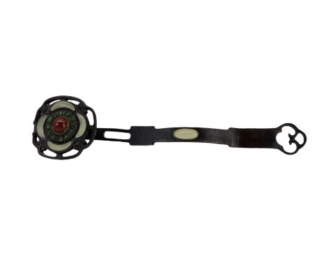 Bronze stone mounted ruyi sceptre, L31cm 