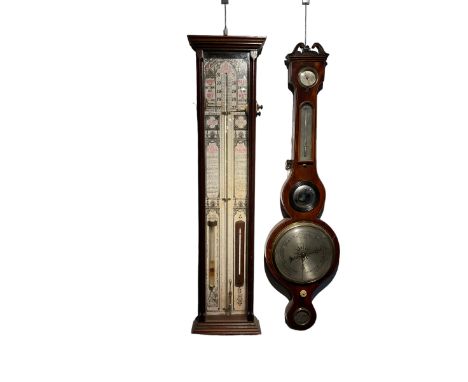 An early 20th century Fitzroy mercury barometer and a late 19th century wheel barometer. Fitzroy barometer with full size cha