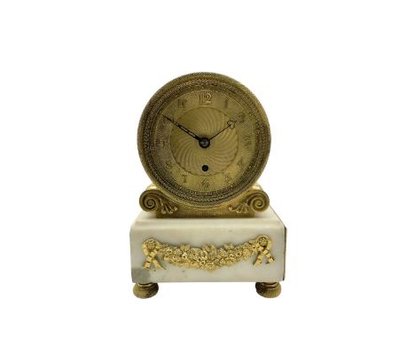  Thomas  Moss of Ludgate Street London - Regency 8-day boudoir clock with a single train fusee movement, ormolu drum case on 