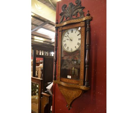 A 19th century walnut and marquetry drop dial wall clock