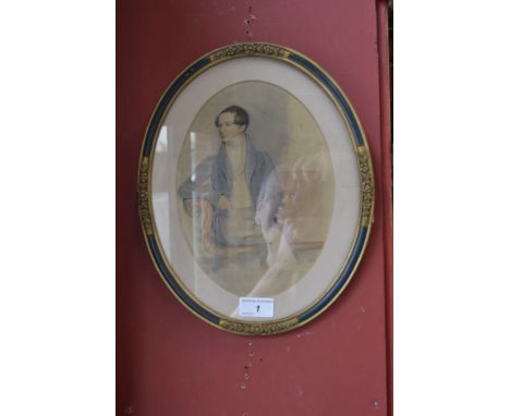 English School (mid 19th century)Portrait of a Young Aristocrat signed with initials, dated 1855, watercolour, oval, 23cm x 1