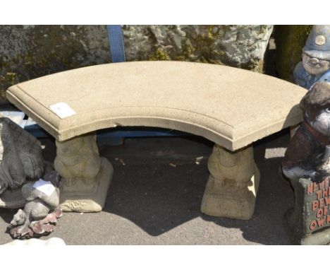 Reconstituted stone bench, squirrel shaped legs 