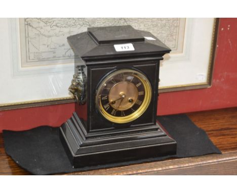 A late 19th century belge noir mantel clock