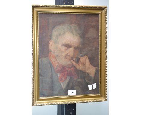 G Magniac (late 19th century)Portrait of a gent with a pipe and red neckerchiefsigned, dated 1883, watercolour, 39cm x 29cm