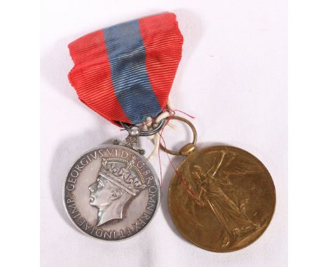 WWI Victory medal to 326224 SJT D KERR R A  (Royal Artillery) and George VI Imperial service medal to DANIEL MILLER KERR.