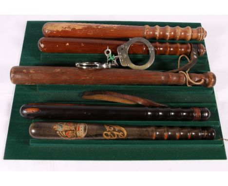 Police Interest, George V truncheon with painted decoration of crowned GR cypher, War Department issue truncheon stamped WD c