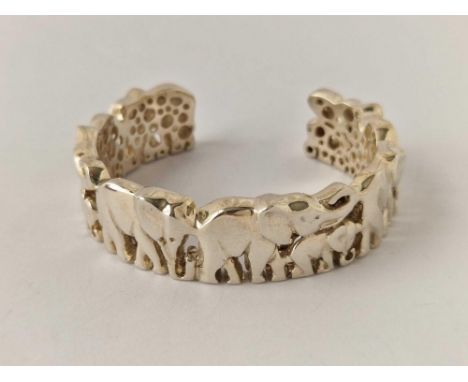 Silver elephant half torque bangle 58g – boxed