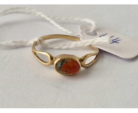 Moss agate 9ct ring size R 1.6g inc