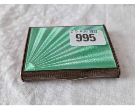 A silver and green enamel cigarette case, Birmingham 1931