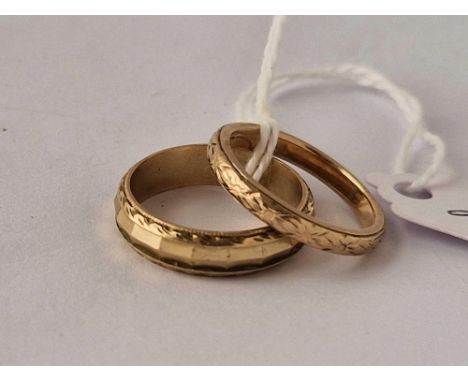 Two band rings sizes K and M 9ct 5.3 gms