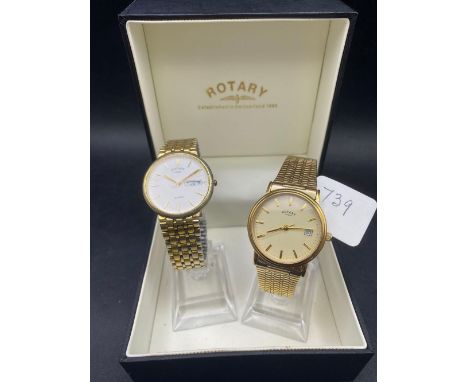 Two gents Rotary wrist watches with seconds both with seconds sweeps and date apertures in good Rotary box