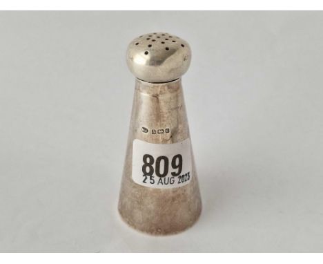 A Comb shaped pepper with pull off cover, 3.5” high, Birmingham 1904 by WA