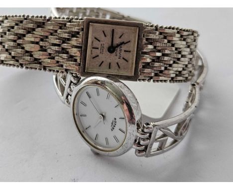 Two silver ladies wrist watches by Rotary and Marvin 60 g. inc
