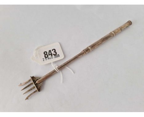 A Victorian pickle fork with sprung push mechanism, Birmingham 1887