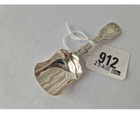 A Victorian caddy spoon with engraved handle scoop bowl, Birmingham 1870 by GU