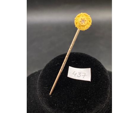 A 15ct gold diamond rose stick pin screw top