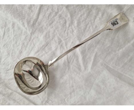 A good heavy plain fiddle pattern soup ladle, London 1874 by CB, 291g