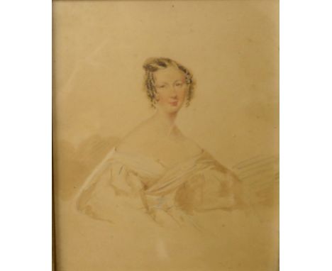 Mrs Mary Mannin (nee Millington, c. 1800 - 1864), half length portrait of a lady, watercolour, 22 x 18cms, rosewood frame