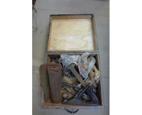 A small tool box and tools