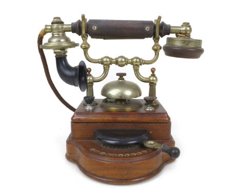 A rare Swedish Ericsson intercom telephone, 'Telefon A.B.L.M Ericsson, Stockholm' stamped to the semicircular rotary switch c