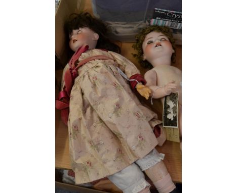 Heubach Koppelsdorf bisque socket head walking doll, impressed 250.3, with voice box, sleeping blue eyes, black wig, open mou