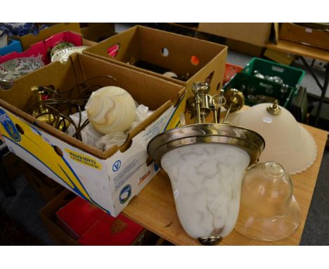Three ceiling light fittings with shades 