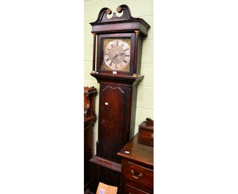 An oak thirty hour longcase clock, square brass dial signed G O Womersley, circa 1780 