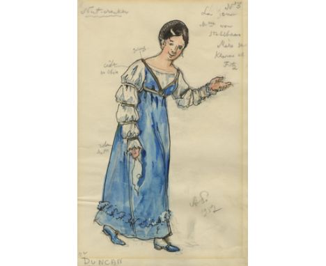 §BENOIS, ALEXANDER(1870–1960) Madame Stahlbaum and A Guest, Costume Designs for the Pyotr Tchaikovsky Ballet “The Nutcracker”