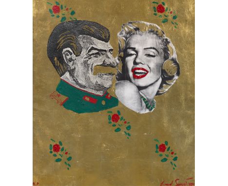 SOKOV, LEONID(1941–2018) Stalin and Monroe , signed, inscribed “A.P.”&nbsp; and dated 1991.Acrylic and collage with silk-scre