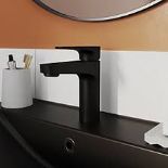 GoodHome Cavally Medium Matt Black Round Basin Mono mixer Tap. - PWBW.