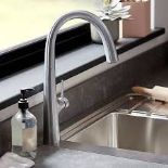 GoodHome Edulis Silver Stainless steel effect Kitchen Side lever Tap. - PWBW.