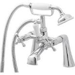 GoodHome Etel Gloss Chrome Wall-mounted Bath mixer tap with shower kit. - PWBW.