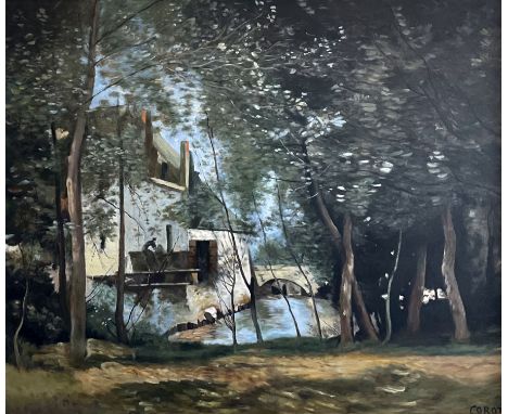 After Jean-Baptiste-Camille Corot (French 1796-1875): 'Mill at Saint-Nicolas-les-Arras', oil on canvas inscribed 83cm x 100cm