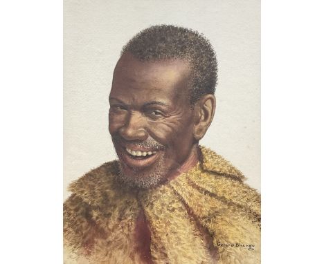 Gerard Bhengu (South African 1910-1990): Portrait of a Smiling Man, watercolour signed 30cm x 23cm