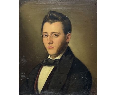 German School (Mid-19th century): Portrait of a Victorian German Gentleman, oil on canvas indistinctly signed and dated 1859,