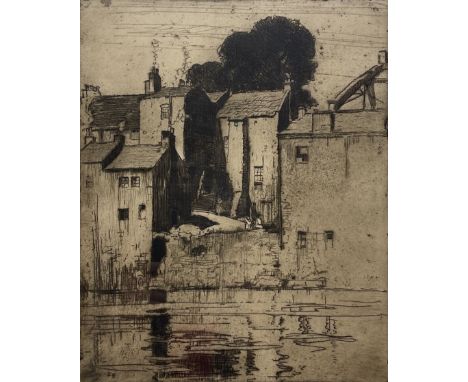 Sir Frank Brangwyn (British 1867-1956): 'Barnard Castle', etching signed with initials in the plate 37cm x 30cm