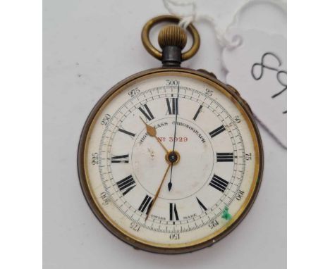 A metal cased gents pocket watch "high class chronograph number 3929 " with seconds sweep not working 