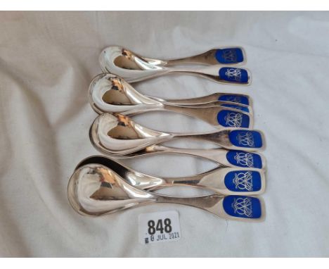 A set of 10 danish silver and enamel spoons - 476 gms 