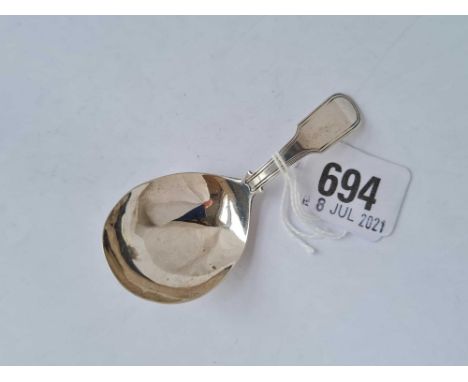 A Georgian fiddle and thread caddy spoon with oval bowl - London 1801 by JS