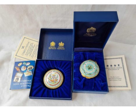 Two boxed Halcyon Days enamel boxes 