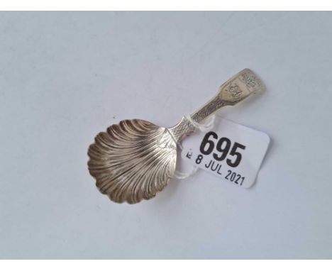 Another Georgian fiddle pattern caddy spoon with shell bowl - Birmingham 1831 by JL