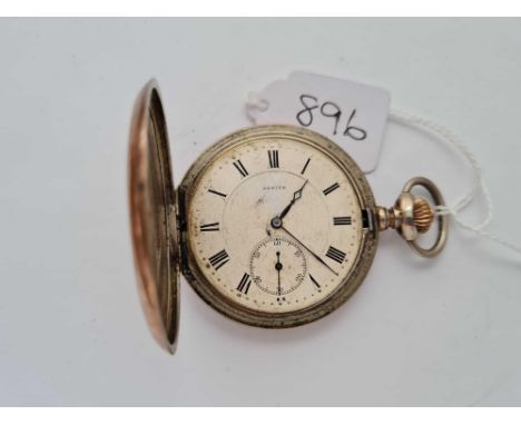 A gents continental silver hunter pocket watch by Zenith with seconds sweep 